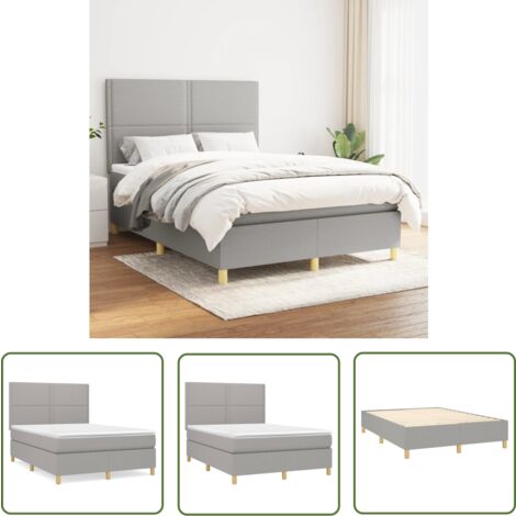 The Living Store Boxspringbett mit Matratze Hellgrau 140x190 cm Stoff - Boxspringbett - Doppelbett - Bettenrahmen - Schlafsystem - Hellgraues Bett