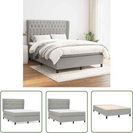 The Living Store Boxspringbett mit Matratze Hellgrau 140x190 cm Stoff - Boxspringbett - Doppelbett - Schlafraum - Bettenrahmen - Lattenrost