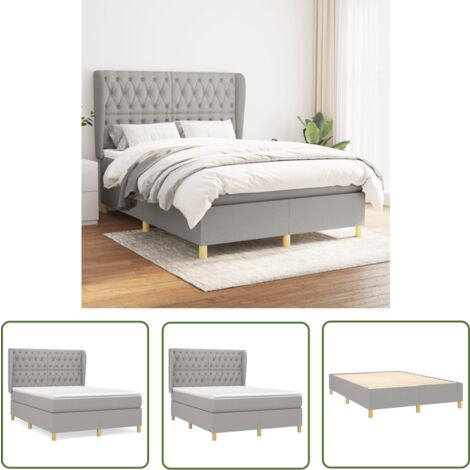 The Living Store Boxspringbett mit Matratze Hellgrau 140x190 cm Stoff - Boxspringbett - Doppelbett - Schlafraumgestaltung - Bettenausstattung - Lattenrost