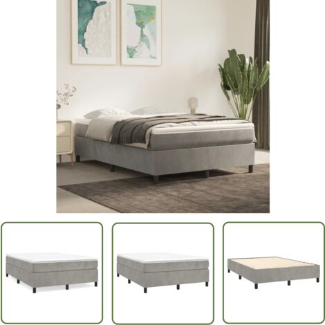 The Living Store Boxspringbett mit Matratze Hellgrau 140x200 cm Samt - Samtbett - Boxspringbett - Doppelbett - Schlafzimmermöbel - Luxusbett