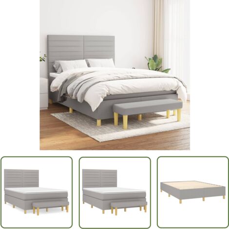 The Living Store Boxspringbett mit Matratze Hellgrau 140x200 cm Stoff - Boxspringbett - Doppelbett - Bettenrahmen - Schlafsofa - Wohnraumgestaltung