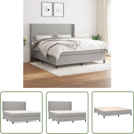 The Living Store Boxspringbett mit Matratze Hellgrau 160x200 cm Stoff - Boxspringbett - Doppelbett - Bettenrahmen - Lattenrost - Matratze