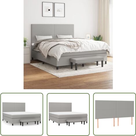 The Living Store Boxspringbett mit Matratze Hellgrau 160x200 cm Stoff - Boxspringbett - Doppelbett - Bettenrahmen - Schlafraum - Hellgrau