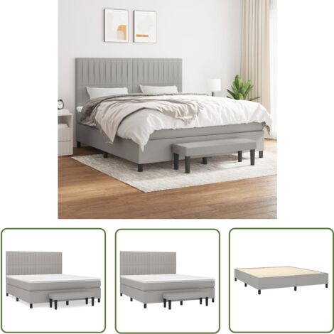 The Living Store Boxspringbett mit Matratze Hellgrau 160x200 cm Stoff - Boxspringbett - Doppelbett - Bettenrahmen - Schlafsofa - Wohnraumgestaltung