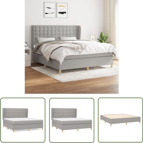 The Living Store Boxspringbett mit Matratze Hellgrau 160x200 cm Stoff - Boxspringbett - Doppelbett - Bettenrahmen - Schlafsystem - Lattenrost