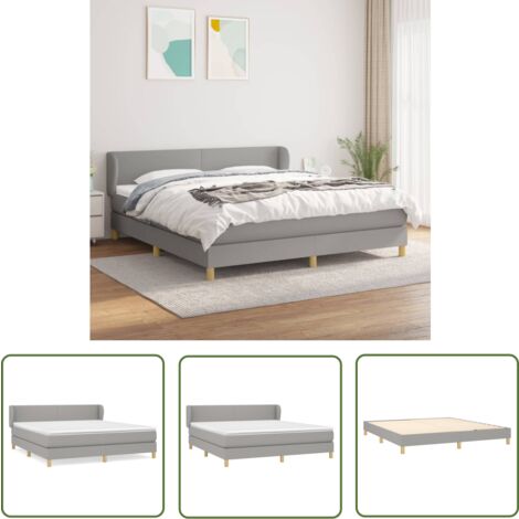 The Living Store Boxspringbett mit Matratze Hellgrau 160x200 cm Stoff - Boxspringbett - Doppelbett - Bettenrahmen - Schlafsystem - Lattenrost