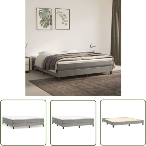 The Living Store Boxspringbett mit Matratze Hellgrau 180x200 cm Samt - Samtbett - Boxspringbett - Doppelbett - Schlafzimmermöbel - Luxusbett