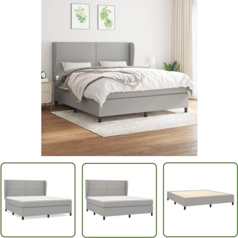 The Living Store Boxspringbett mit Matratze Hellgrau 180x200 cm Stoff - Boxspringbett - Doppelbett - Bettenrahmen - Lattenrost - Matratze