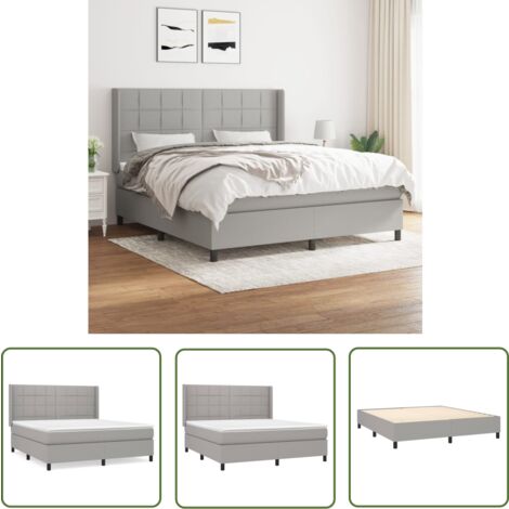 The Living Store Boxspringbett mit Matratze Hellgrau 180x200 cm Stoff - Boxspringbett - Doppelbett - Bettenrahmen - Lattenrost - Matratze