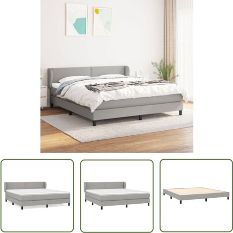 The Living Store Boxspringbett mit Matratze Hellgrau 180x200 cm Stoff - Boxspringbett - Doppelbett - Bettenrahmen - Schlafraum - Massivholzmöbel