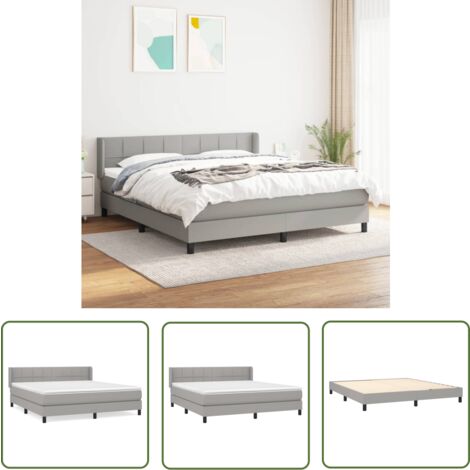 The Living Store Boxspringbett mit Matratze Hellgrau 180x200 cm Stoff - Boxspringbett - Doppelbett - Bettenrahmen - Schlafraum - Massivholzmöbel