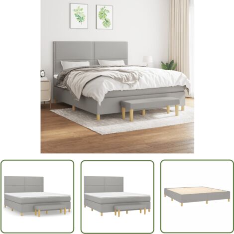 The Living Store Boxspringbett mit Matratze Hellgrau 180x200 cm Stoff - Boxspringbett - Doppelbett - Bettenrahmen - Schlafsystem - Hellgraues Bett