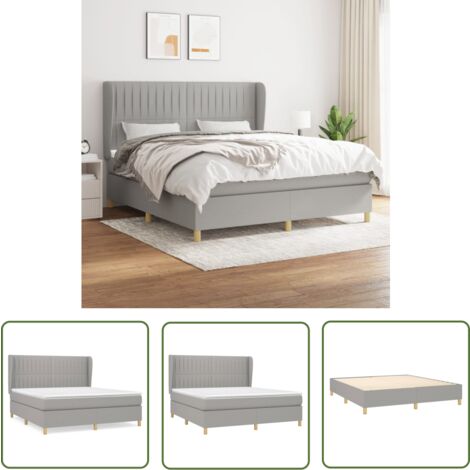 The Living Store Boxspringbett mit Matratze Hellgrau 180x200 cm Stoff - Boxspringbett - Doppelbett - Schlafsystem - Bettenrahmen - Lattenrost