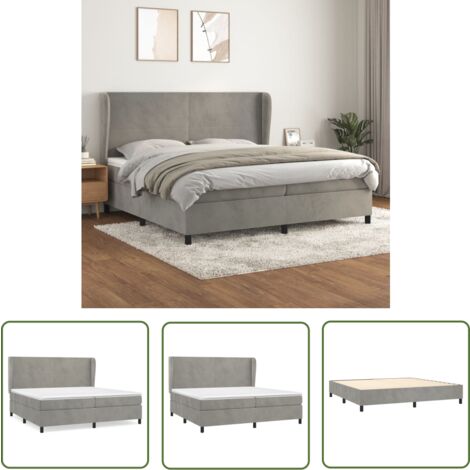 The Living Store Boxspringbett mit Matratze Hellgrau 200x200 cm Samt - Samtbett - Boxspringbett - Doppelbett - Bettenrahmen - Luxusbett