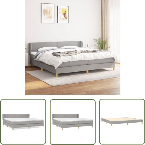 The Living Store Boxspringbett mit Matratze Hellgrau 200x200 cm Stoff - Boxspringbett - Doppelbett - Bettenrahmen - Lattenrost - Massivholzbette