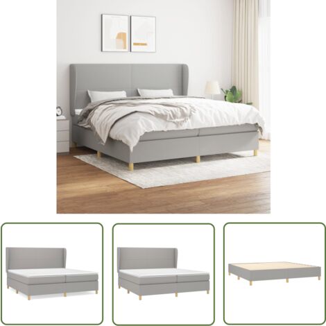 The Living Store Boxspringbett mit Matratze Hellgrau 200x200 cm Stoff - Boxspringbett - Doppelbett - Bettenrahmen - Lattenrost - Matratze