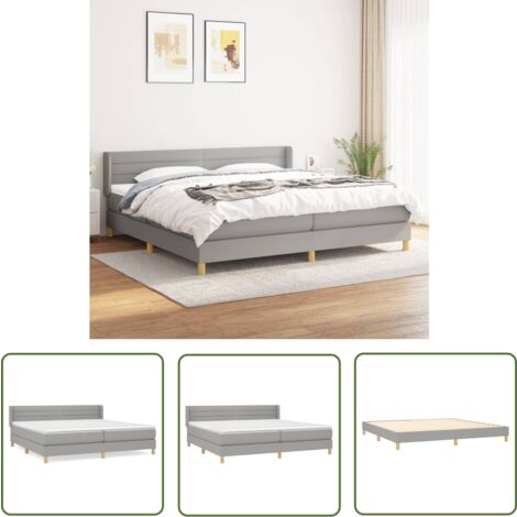 The Living Store Boxspringbett mit Matratze Hellgrau 200x200 cm Stoff - Boxspringbett - Doppelbett - Bettenrahmen - Lattenrost - Matratze