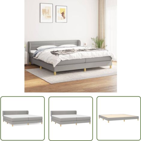 The Living Store Boxspringbett mit Matratze Hellgrau 200x200 cm Stoff - Boxspringbett - Doppelbett - Bettenrahmen - Lattenrost - Matratze