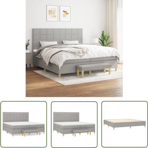 The Living Store Boxspringbett mit Matratze Hellgrau 200x200 cm Stoff - Boxspringbett - Doppelbett - Bettenrahmen - Schlafraum - Wohnbereich