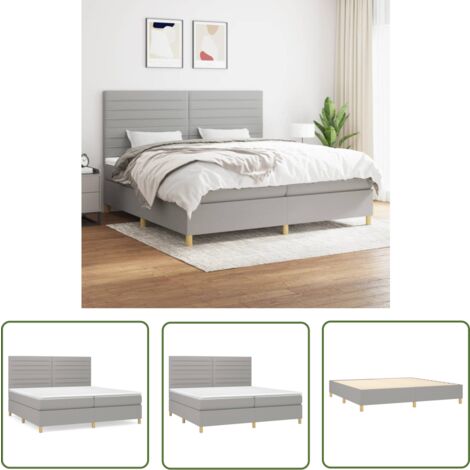The Living Store Boxspringbett mit Matratze Hellgrau 200x200 cm Stoff - Boxspringbett - Doppelbett - Bettenrahmen - Schlafsystem - Hellgrau