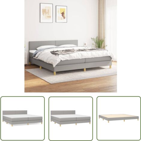 The Living Store Boxspringbett mit Matratze Hellgrau 200x200 cm Stoff - Boxspringbett - Doppelbett - Bettenrahmen - Schlafsystem - Hellgraues Bett