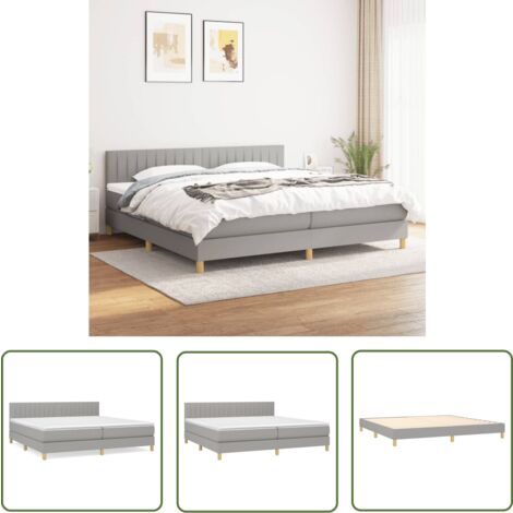 The Living Store Boxspringbett mit Matratze Hellgrau 200x200 cm Stoff - Boxspringbett - Doppelbett - Bettenrahmen - Schlafsystem - Hellgraues Bett