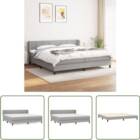 The Living Store Boxspringbett mit Matratze Hellgrau 200x200 cm Stoff - Boxspringbett - Doppelbett - Bettenrahmen - Schlafsystem - Lattenrost