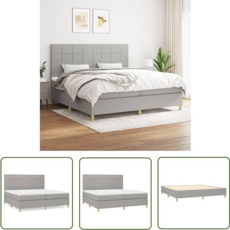 The Living Store Boxspringbett mit Matratze Hellgrau 200x200 cm Stoff - Boxspringbett - Doppelbett - Bettenrahmen - Schlafsystem - Lattenrost