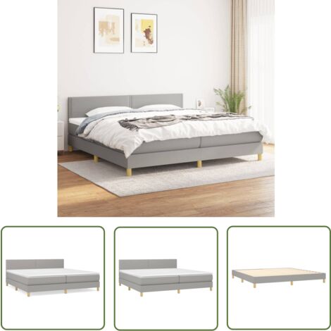 The Living Store Boxspringbett mit Matratze Hellgrau 200x200 cm Stoff - Boxspringbett - Doppelbett - Bettenrahmen - Schlafsystem - Liegekomfort