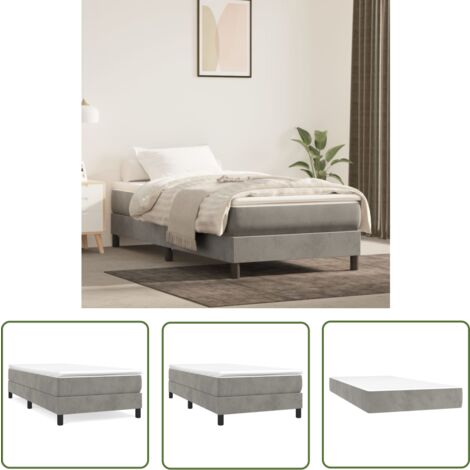 The Living Store Boxspringbett mit Matratze Hellgrau 80x200 cm Samt - Samtbett - Boxspringbett - Doppelbett - Schlafzimmermöbel - Luxusbett