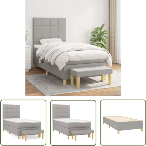The Living Store Boxspringbett mit Matratze Hellgrau 80x200 cm Stoff - Boxspringbett - Doppelbett - Schlafraum - Bettgestell - Bettauflage