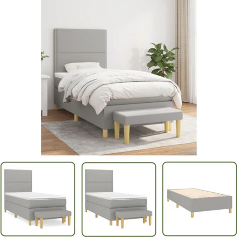 The Living Store Boxspringbett mit Matratze Hellgrau 90x190 cm Stoff - Boxspringbett - Doppelbett - Bettenrahmen - Schlafraum - Wohnbereich