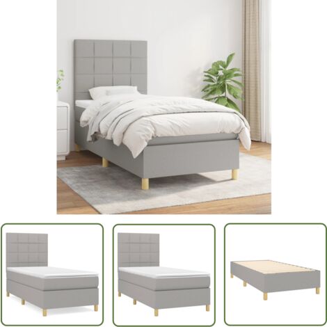 The Living Store Boxspringbett mit Matratze Hellgrau 90x190 cm Stoff - Boxspringbett - Doppelbett - Bettenrahmen - Schlafsofa - Liegefläche 90x190 Cm