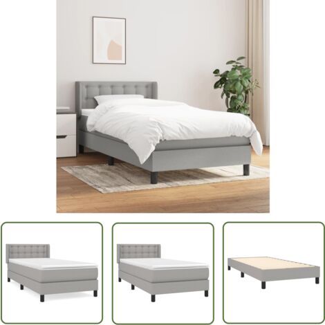 The Living Store Boxspringbett mit Matratze Hellgrau 90x190 cm Stoff - Boxspringbett - Doppelbett - Bettenrahmen - Schlafsystem - Lattenrost