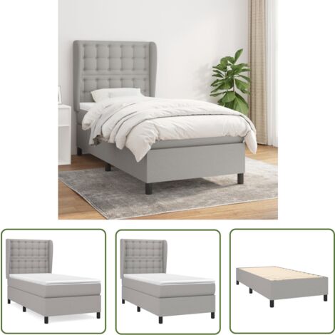The Living Store Boxspringbett mit Matratze Hellgrau 90x190 cm Stoff - Boxspringbett - Doppelbett - Schlafraum - Bettenrahmen - Lattenrost