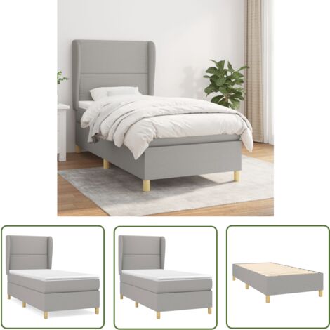 The Living Store Boxspringbett mit Matratze Hellgrau 90x200 cm Stoff - Boxspringbett - Doppelbett - Bettenrahmen - Lattenrost - Matratze