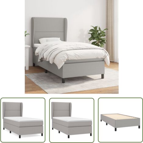 The Living Store Boxspringbett mit Matratze Hellgrau 90x200 cm Stoff - Boxspringbett - Doppelbett - Bettenrahmen - Lattenrost - Matratze