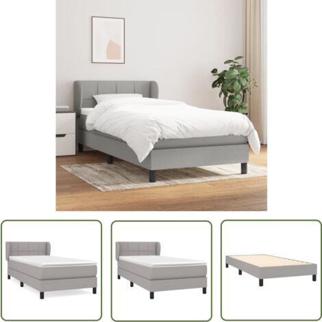The Living Store Boxspringbett mit Matratze Hellgrau 90x200 cm Stoff - Boxspringbett - Doppelbett - Bettenrahmen - Lattenrost - Matratze