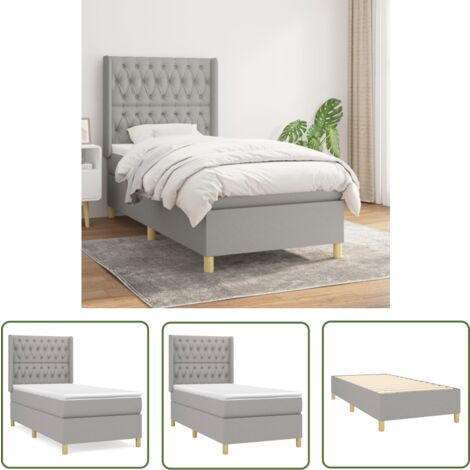 The Living Store Boxspringbett mit Matratze Hellgrau 90x200 cm Stoff - Boxspringbett - Doppelbett - Bettenrahmen - Lattenrost - Matratze