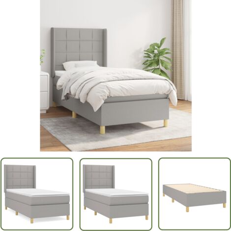 The Living Store Boxspringbett mit Matratze Hellgrau 90x200 cm Stoff - Boxspringbett - Doppelbett - Bettenrahmen - Lattenrost - Matratze