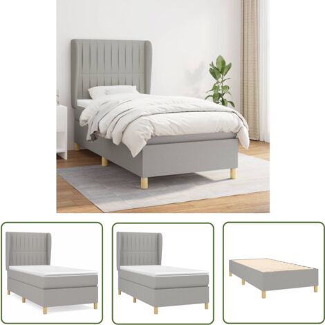 The Living Store Boxspringbett mit Matratze Hellgrau 90x200 cm Stoff - Boxspringbett - Doppelbett - Bettenrahmen - Lattenrost - Matratze
