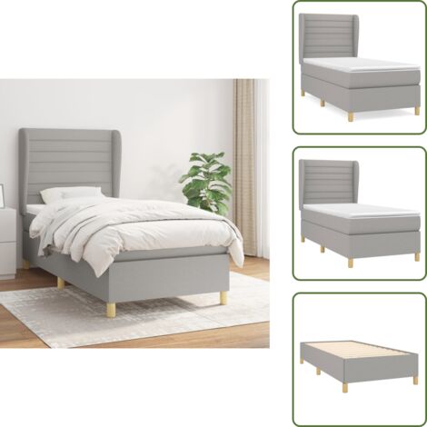 The Living Store Boxspringbett mit Matratze Hellgrau 90x200 cm Stoff - Boxspringbett - Doppelbett - Bettenrahmen - Schlafraum - Liegekomfort