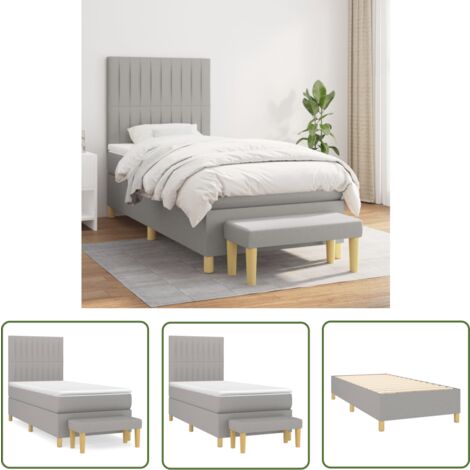 The Living Store Boxspringbett mit Matratze Hellgrau 90x200 cm Stoff - Boxspringbett - Doppelbett - Bettenrahmen - Schlafsofa - Wohnraumgestaltung