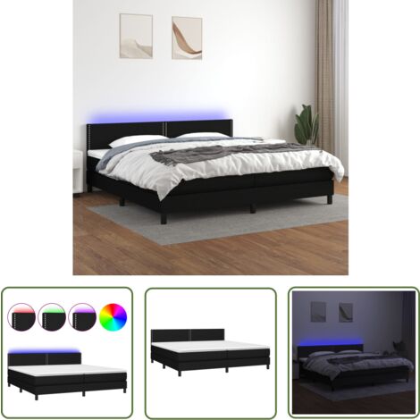 The Living Store Boxspringbett mit Matratze & LED Schwarz 200x200 cm Stoff - Boxspringbett - Doppelbett - Schlafsystem - Bettenrahmen - Lattenrost