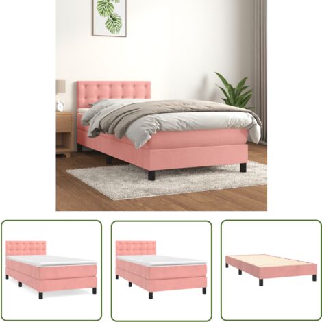 The Living Store Boxspringbett mit Matratze Rosa 100x200 cm Samt - Samtbett - Boxspringbett - Doppelbett - Rosa Bett - Betten Günstig Kaufen