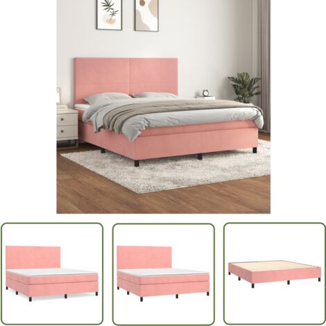 The Living Store Boxspringbett mit Matratze Rosa 160x200 cm Samt - Boxspringbett - Samtbett - Rosa Bett - Doppelbett - Bett Mit Kopfteil