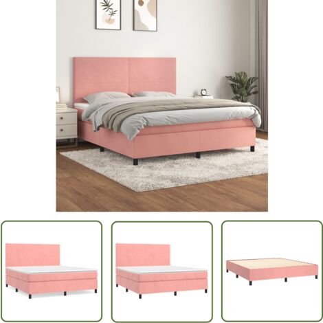 The Living Store Boxspringbett mit Matratze Rosa 180x200 cm Samt - Boxspringbett - Samtbett - Rosa Bett - Doppelbett - 180x200 Cm