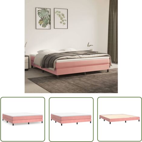 The Living Store Boxspringbett mit Matratze Rosa 180x200 cm Samt - Samtbett - Boxspringbett - Doppelbett - Rosa Bett - Schlafzimmer Dekoration