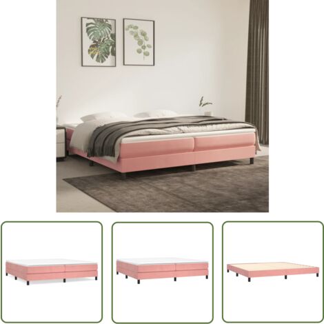 The Living Store Boxspringbett mit Matratze Rosa 200x200 cm Samt - Boxspringbett - Samtbett - Doppelbett - Rosa Bett - Luxusbett