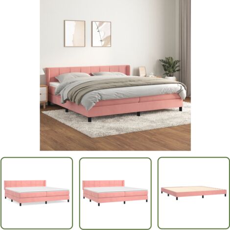 The Living Store Boxspringbett mit Matratze Rosa 200x200 cm Samt - Samtbett - Boxspringbett - Doppelbett - Rosa Bett - Bettenrahmen